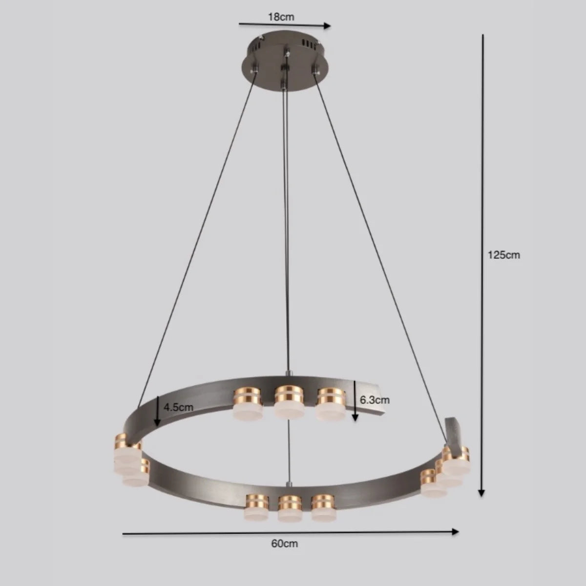 Hanglamp Celo – LED – Gun Grey – Ø60 cm – afbeelding 3