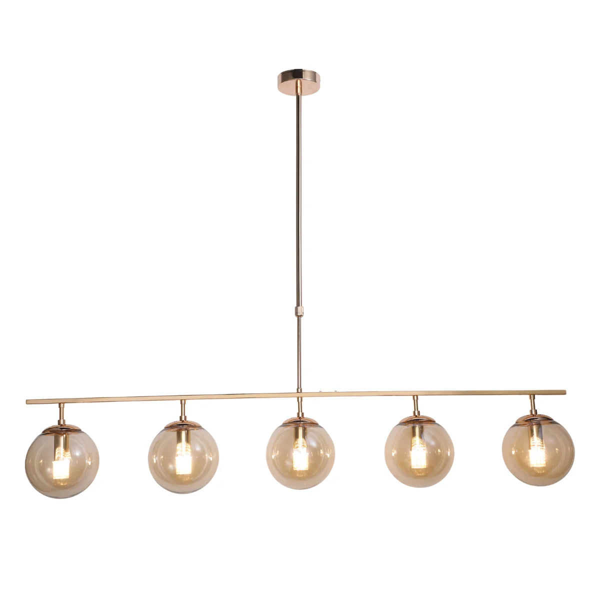 Hanglamp Lava – 5 Lichtpunten – Amber Glas – Eettafel 114 cm – afbeelding 3
