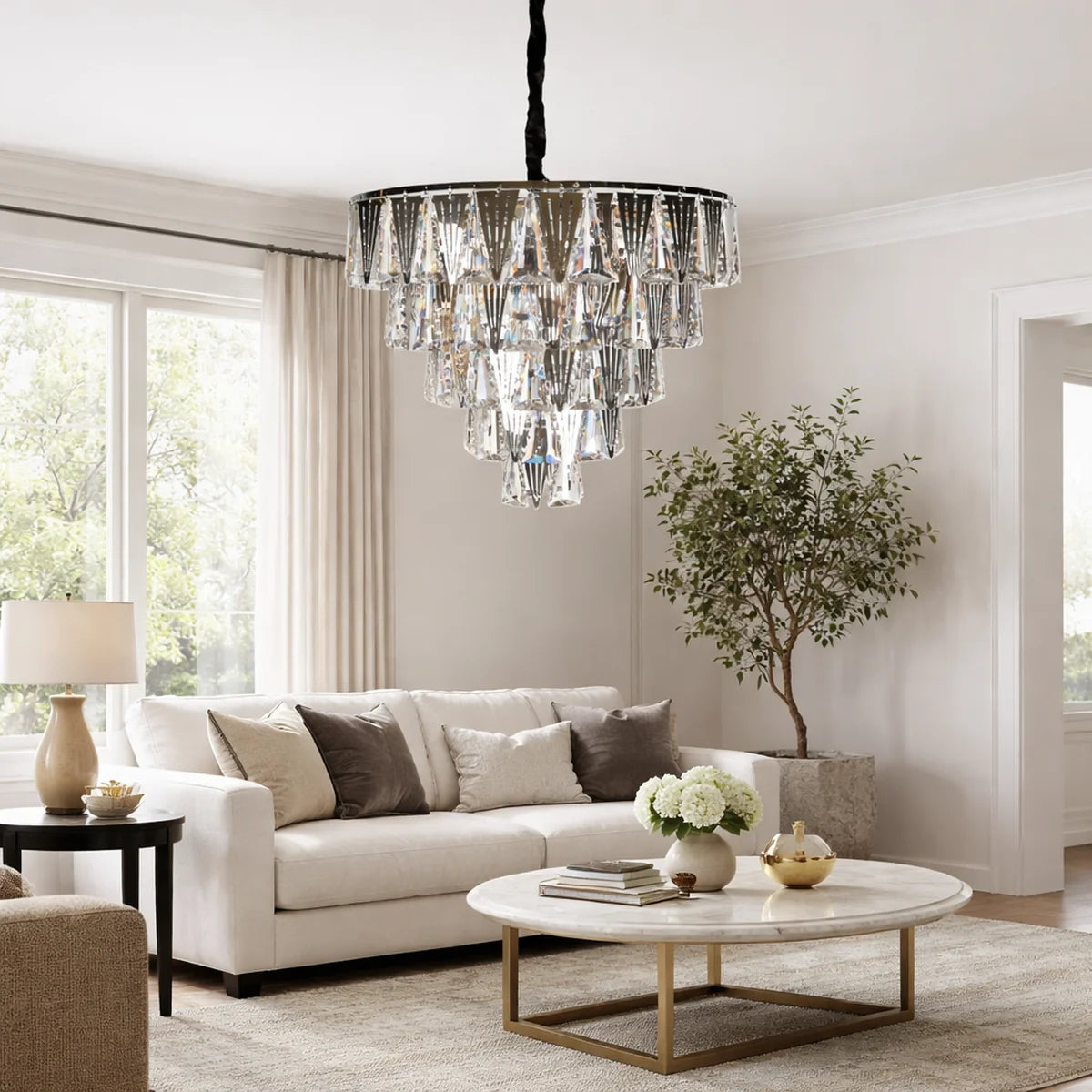 Hanglamp Lumen – Kristal Chroom – Ø50 cm – afbeelding 2