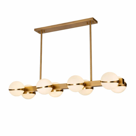 Hanglamp Lyse – 8 Lichtpunten – Brushed Gold – Eettafel 90 cm – afbeelding 2