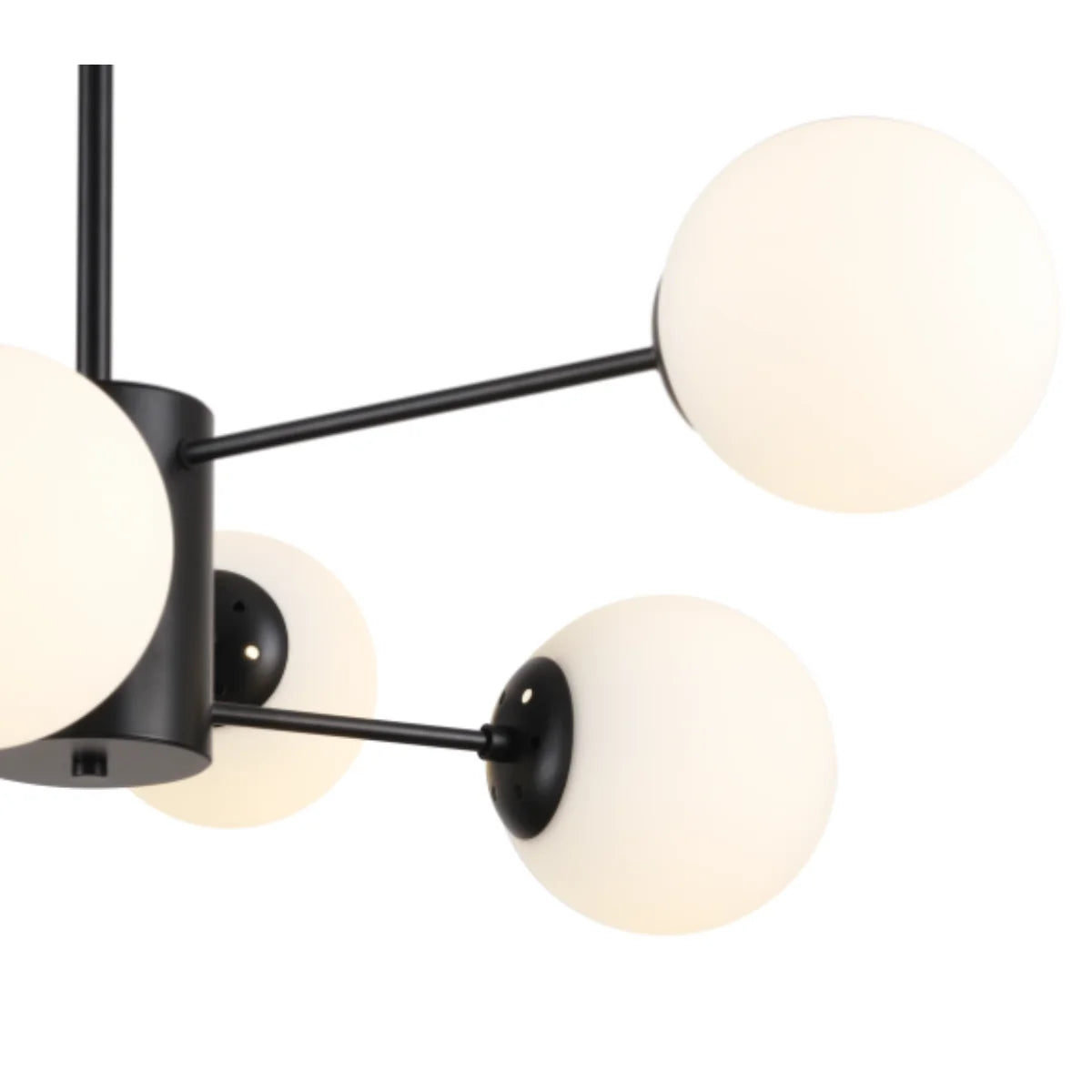 Hanglamp Amali – 8 Lichtpunten – Opaal Glas Zwart – Ø80 cm – afbeelding 3