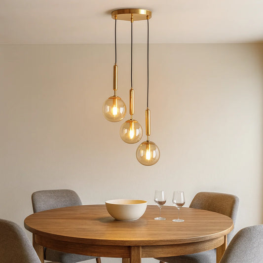 Hanglamp Cairo – 3 Lichtpunten – Amber Glas – Ø41 cm