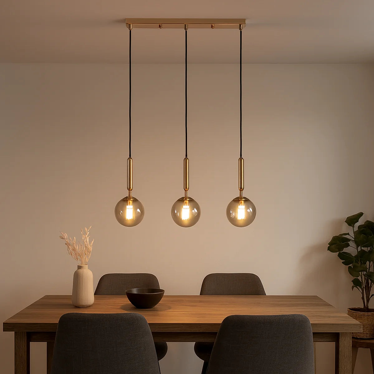 Hanglamp Cairo – Amber Glas – Eettafel 50 cm