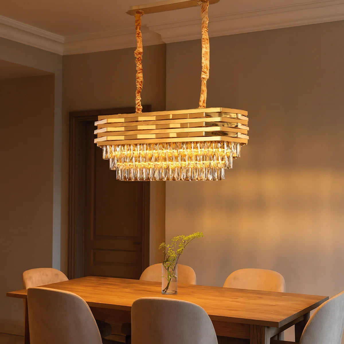 Hanglamp Chryso – Kristal Goud – Eettafel 80 cm