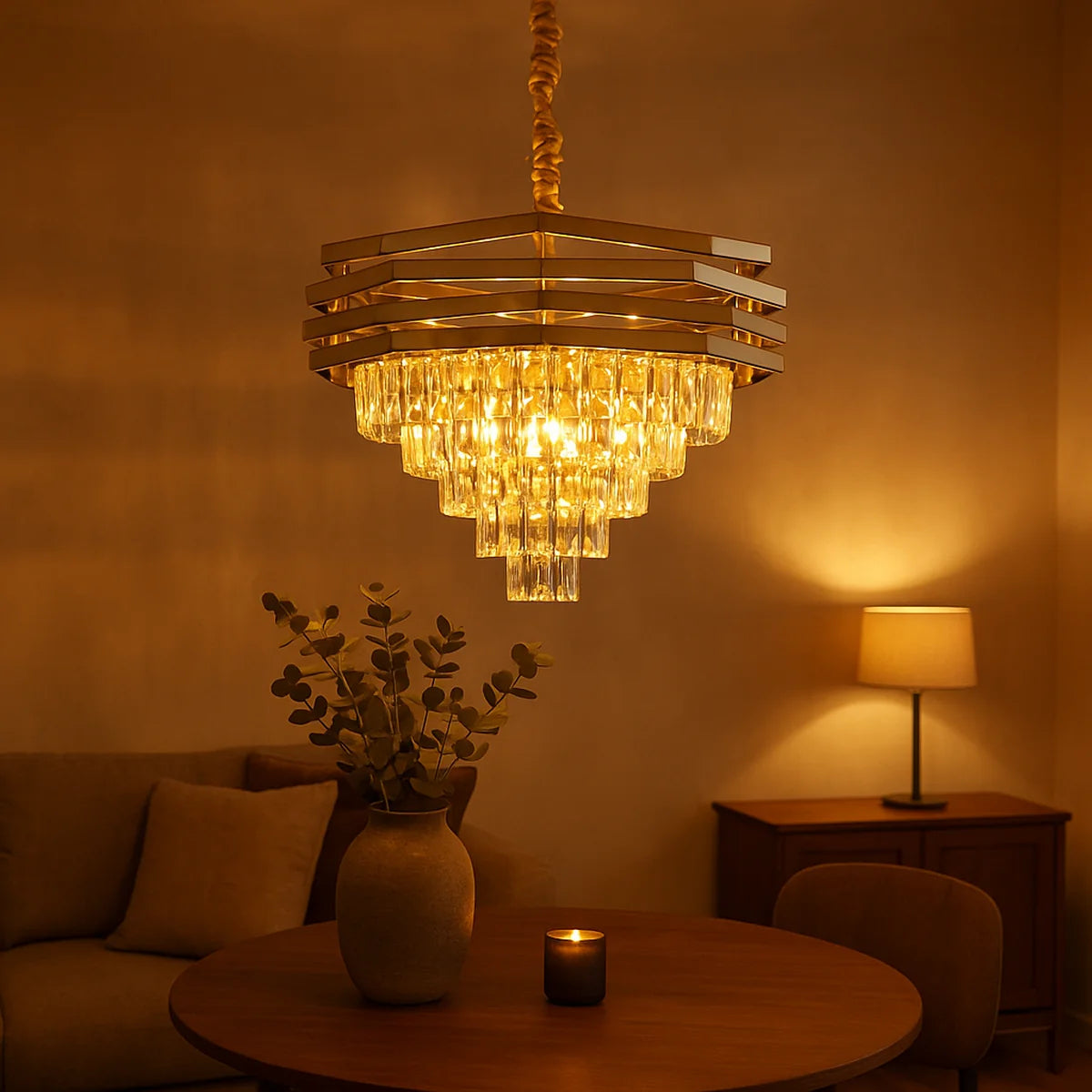 Hanglamp Chryso – Kristal Goud – Ø50 cm – afbeelding 2