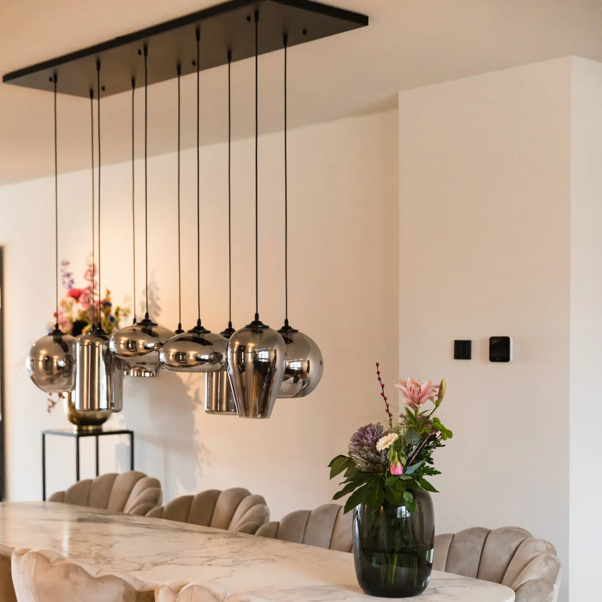 Hanglamp Fade – 10 Lichtpunten – Smoke Glas – Eettafel – afbeelding 3