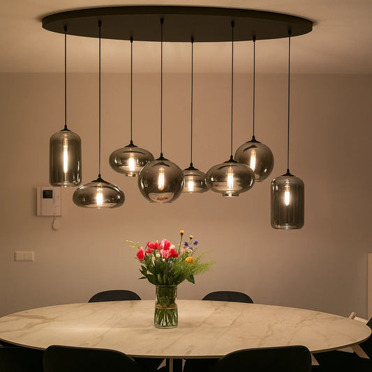 Hanglamp Fade – 10 Lichtpunten – Smoke Glas – Eettafel Ovaal