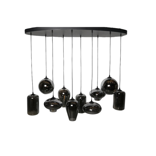 Hanglamp Fade – 10 Lichtpunten – Smoke Glas – Eettafel Ovaal – afbeelding 2