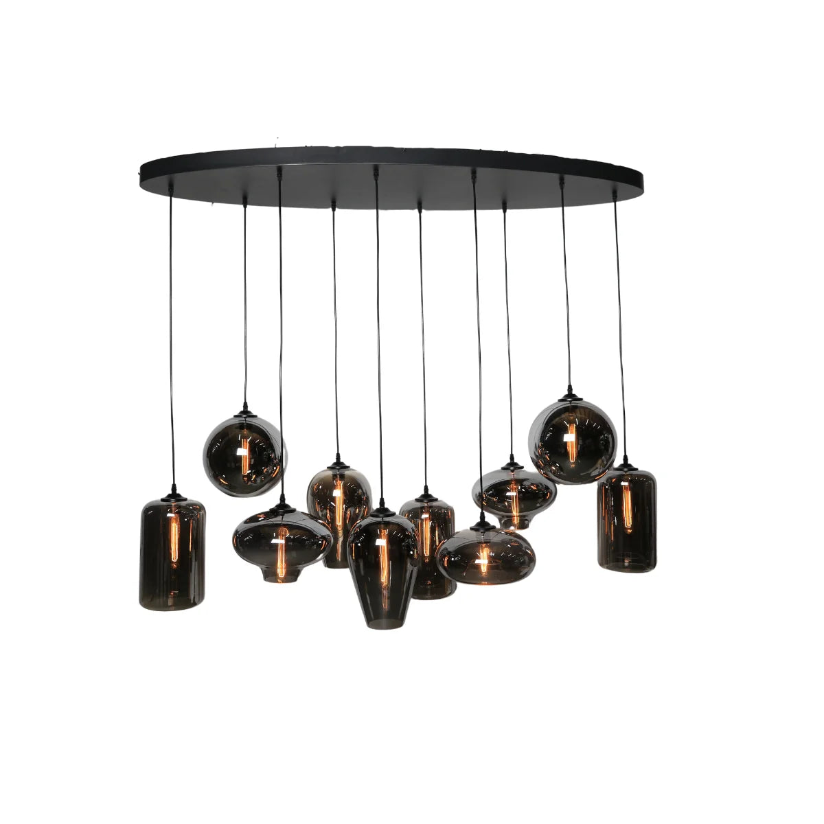 Hanglamp Fade – 10 Lichtpunten – Smoke Glas – Eettafel Ovaal – afbeelding 3