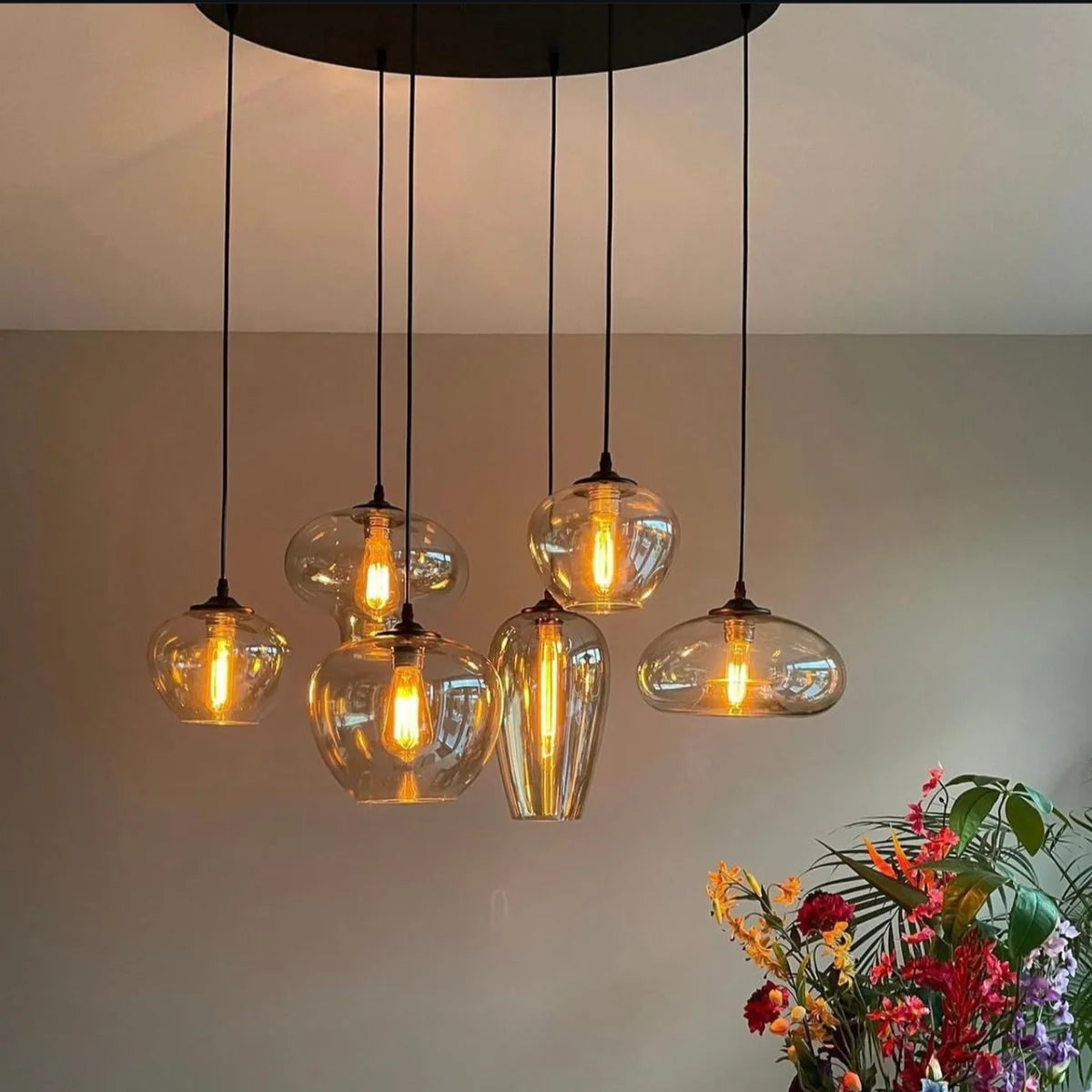 Hanglamp Fade – 6 Lichtpunten – Smoke Glas – Eettafel Ovaal