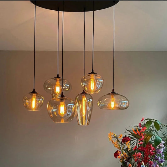 Hanglamp Fade – 6 Lichtpunten – Smoke Glas – Eettafel Ovaal