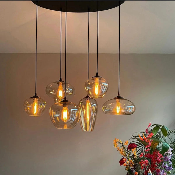 Hanglamp Fade – 6 Lichtpunten – Smoke Glas – Eettafel Ovaal