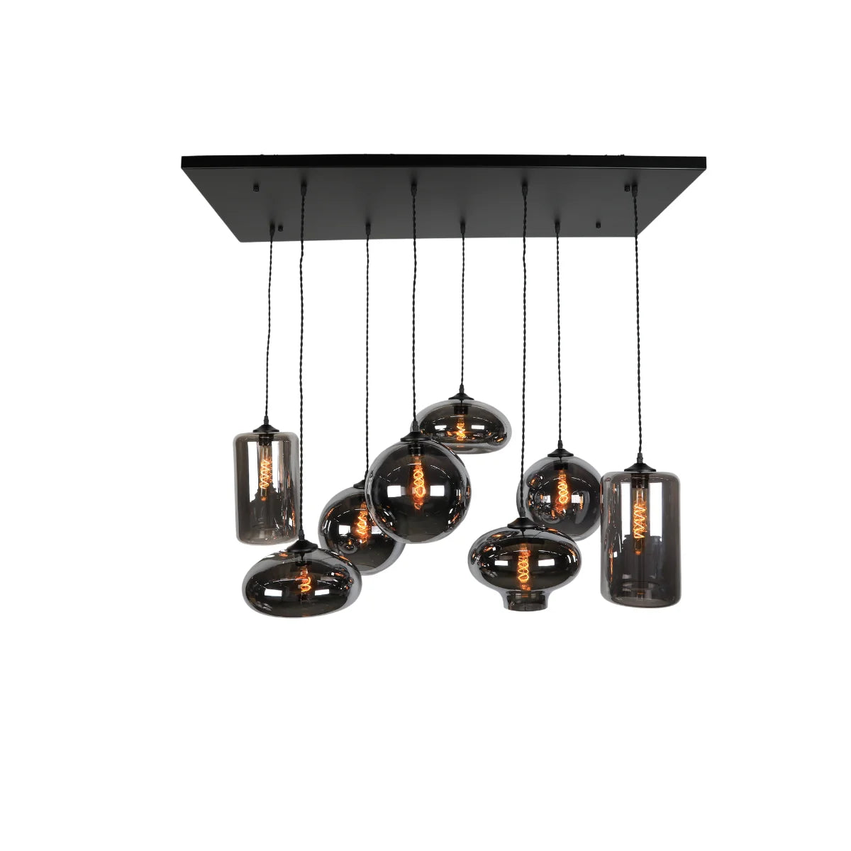 Hanglamp Fade – 8 Lichtpunten – Smoke Glas – Eettafel 120 cm – afbeelding 2