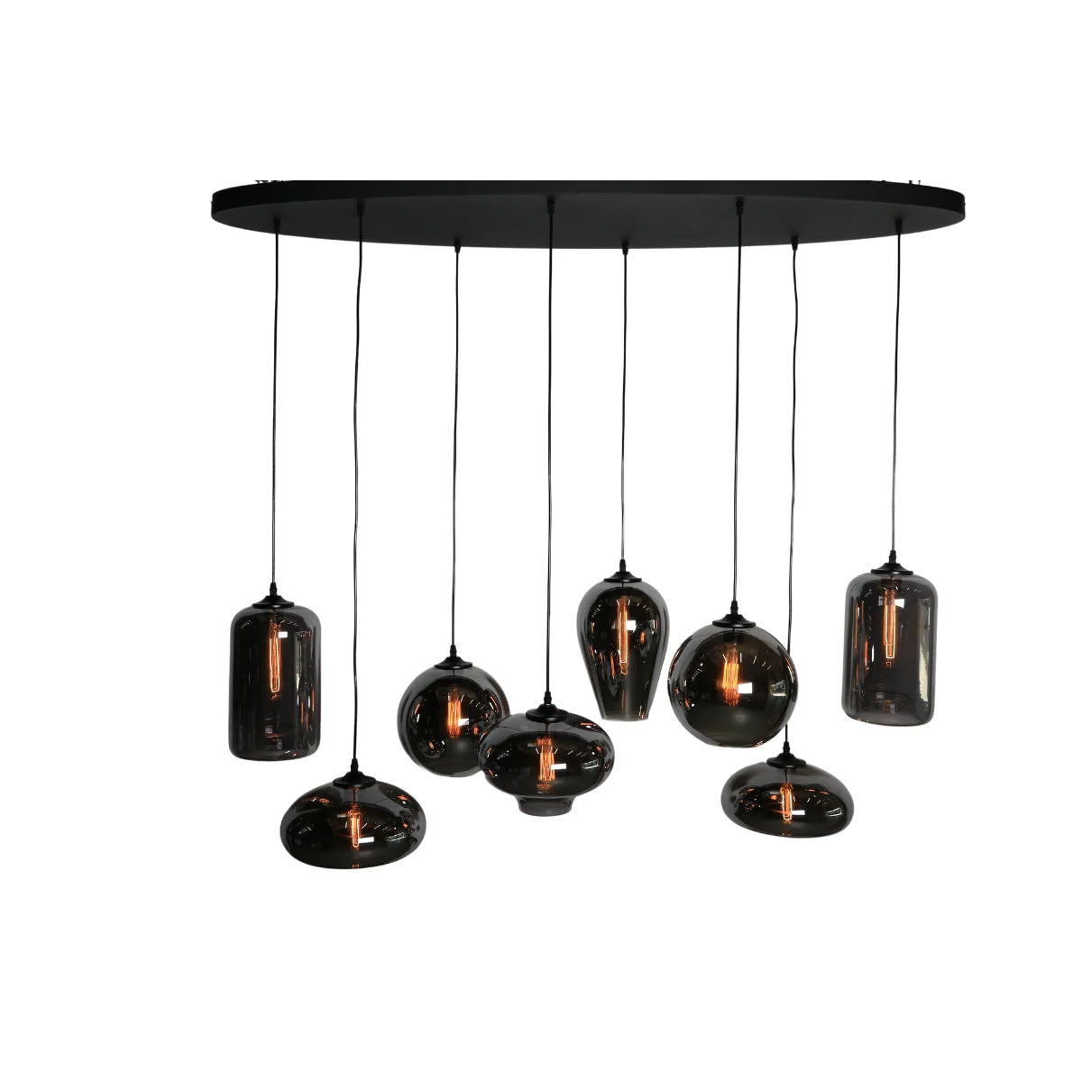 Hanglamp Fade – 8 Lichtpunten – Smoke Glas – Eettafel Ovaal