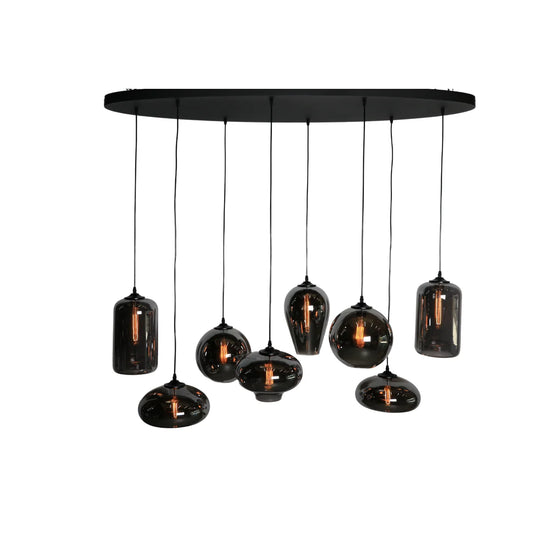 Hanglamp Fade – 8 Lichtpunten – Smoke Glas – Eettafel Ovaal