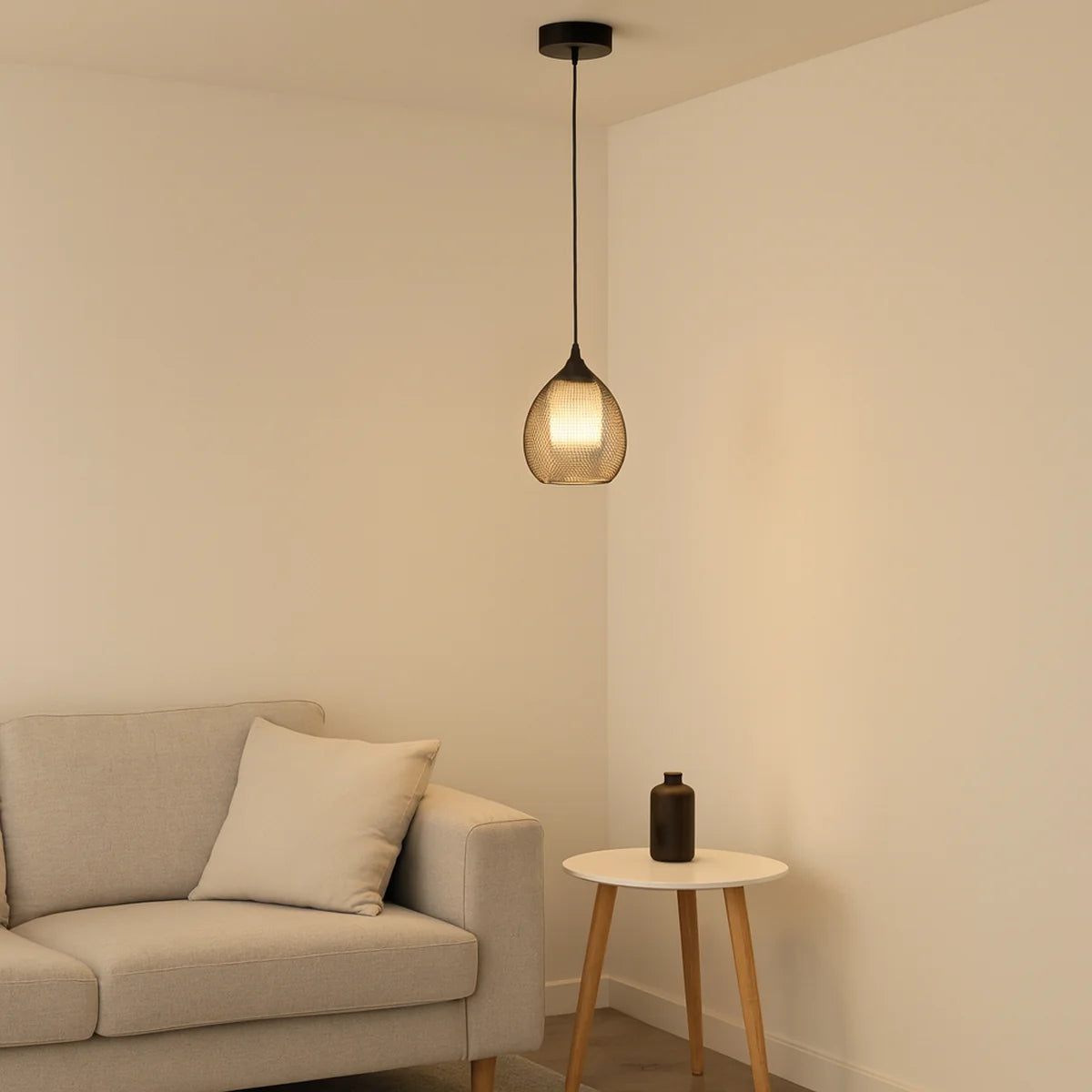 Hanglamp Kael – Opaal Glas Zwart – Ø20 cm