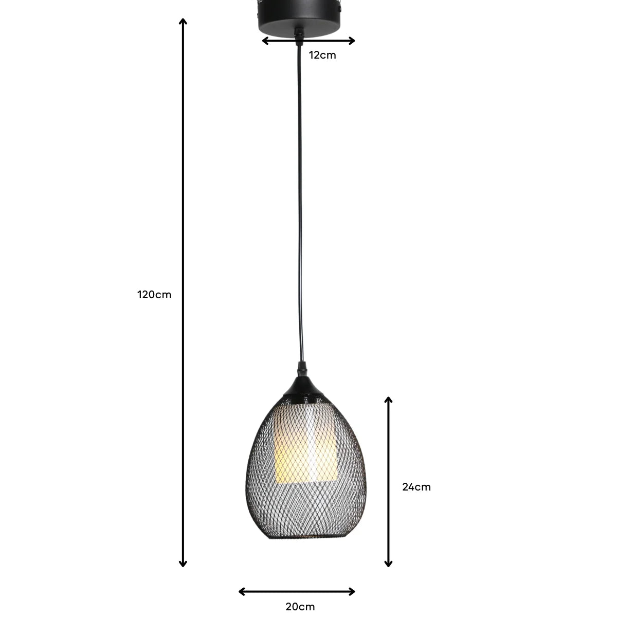 Hanglamp Kael – Opaal Glas Zwart – Ø20 cm – afbeelding 3