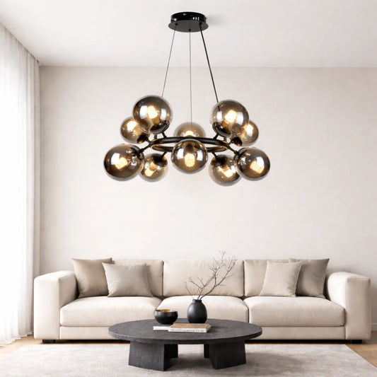 Hanglamp Lava – 10 Lichtpunten – Smoke Glas – Ø50 cm