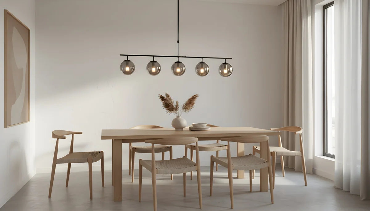 Hanglamp Lava – 5 Lichtpunten – Smoke Glas – Eettafel 114 cm