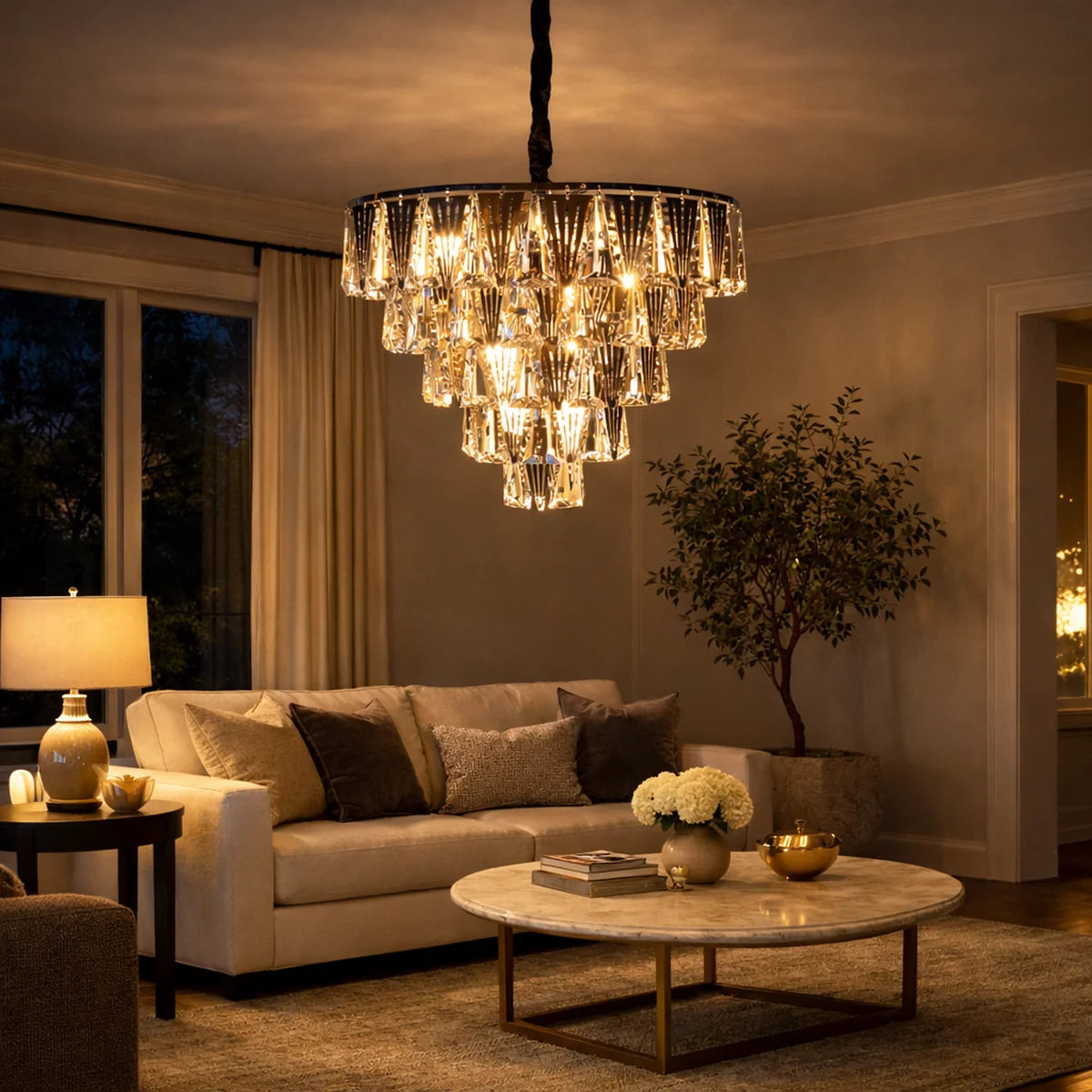Hanglamp Lumen – Kristal Chroom – Ø50 cm
