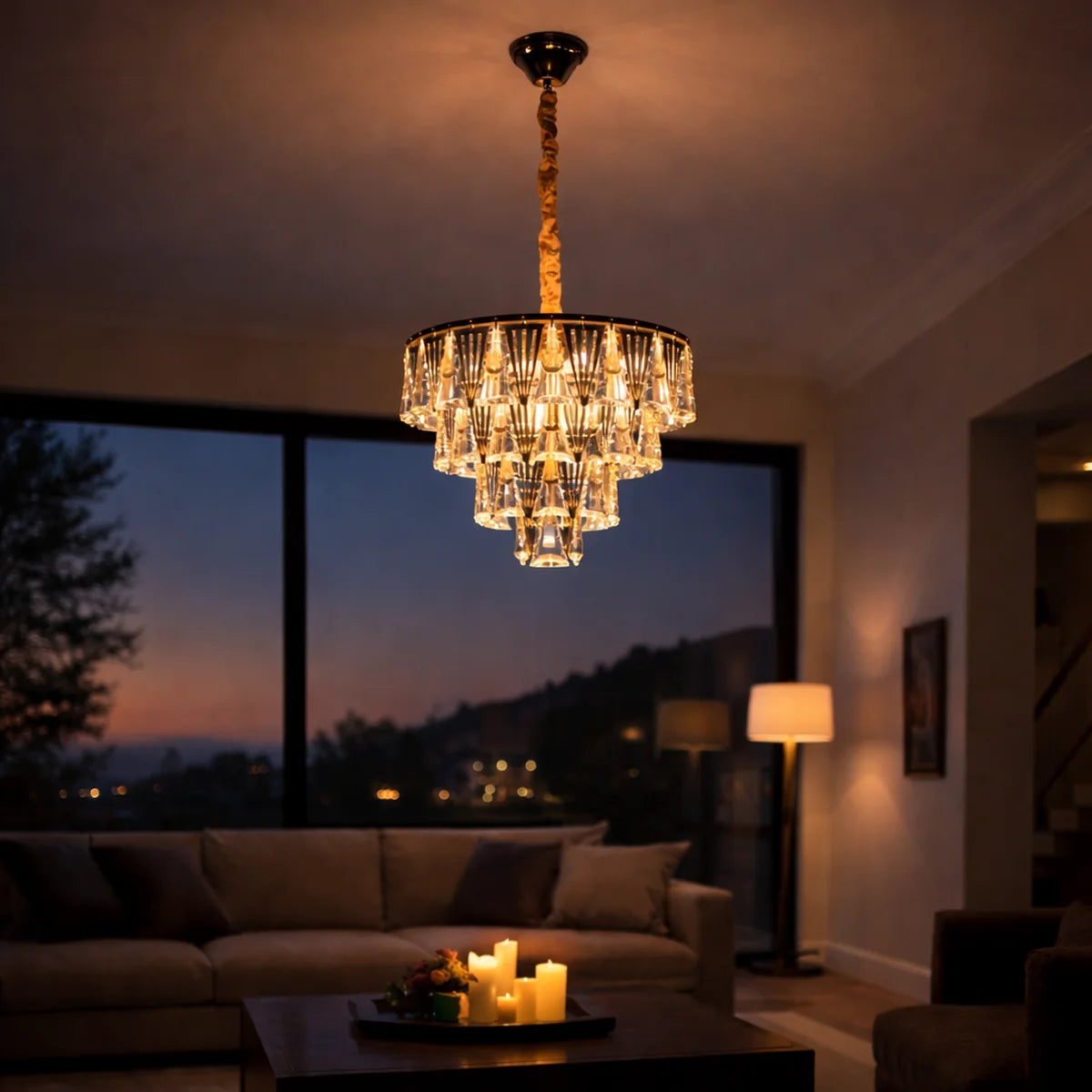 Hanglamp Lumen – Kristal Goud – Ø40 cm