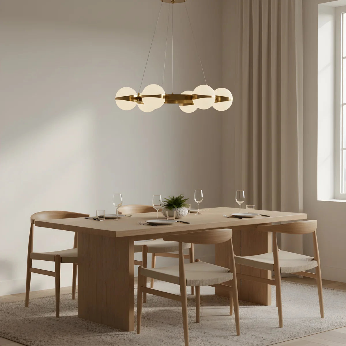 Hanglamp Lyse – 6 Lichtpunten – Brushed Gold – Ø65 cm