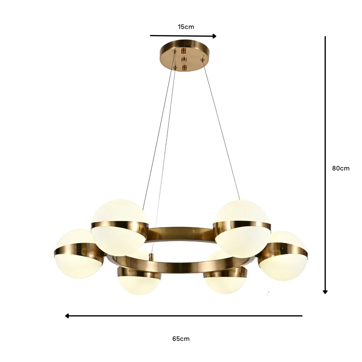 Hanglamp Lyse – 6 Lichtpunten – Brushed Gold – Ø65 cm – afbeelding 4