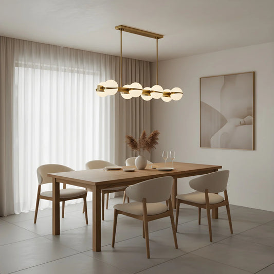 Hanglamp Lyse – 8 Lichtpunten – Brushed Gold – Eettafel 90 cm