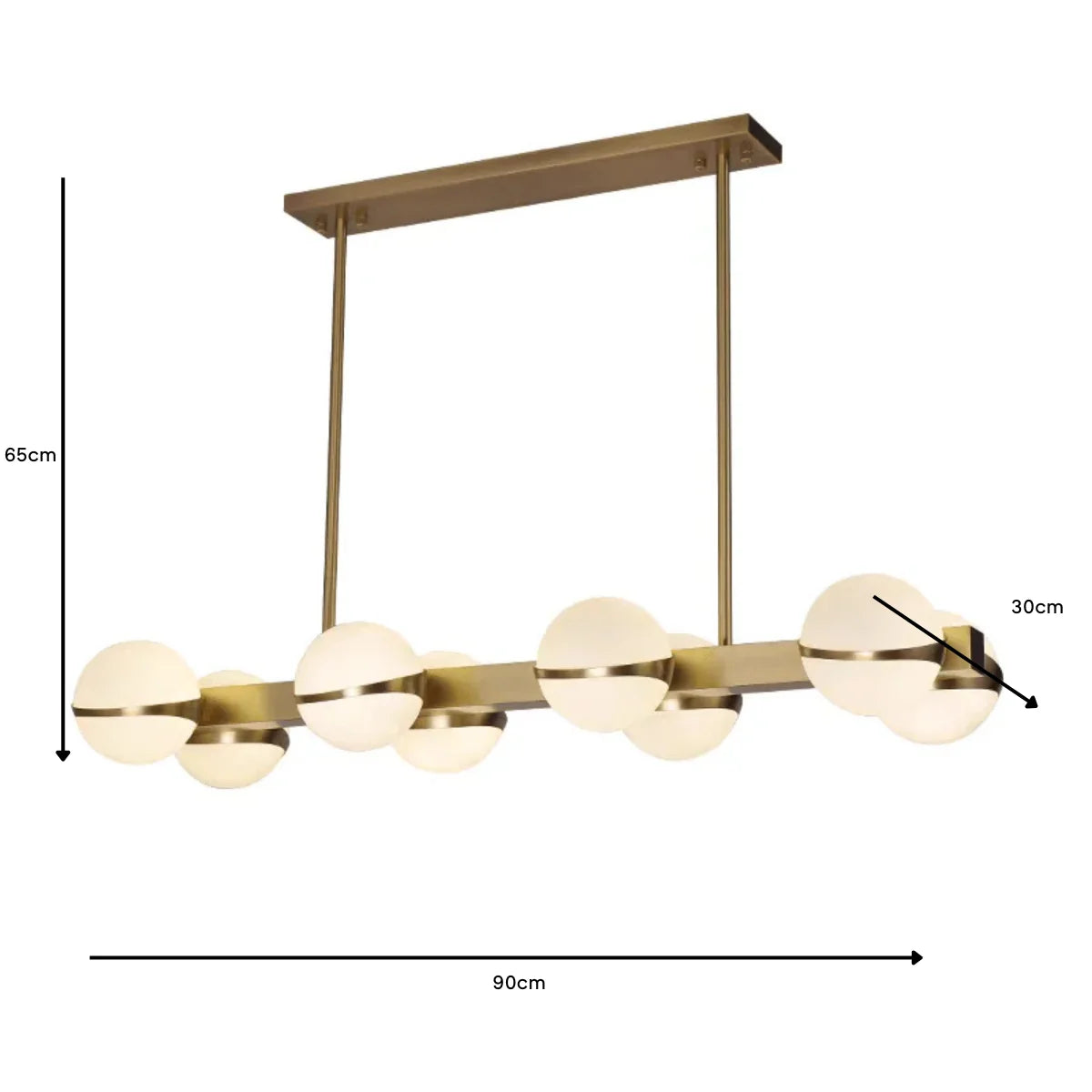 Hanglamp Lyse – 8 Lichtpunten – Brushed Gold – Eettafel 90 cm – afbeelding 4