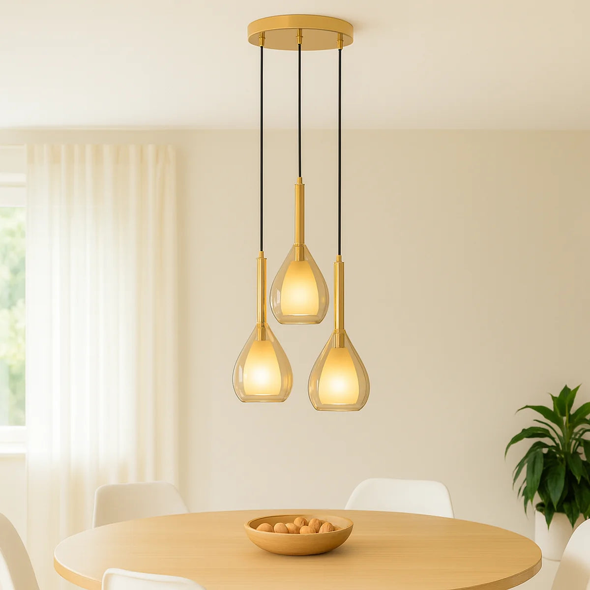 Hanglamp Mocha – 3 Lichtpunten – Amber Glas