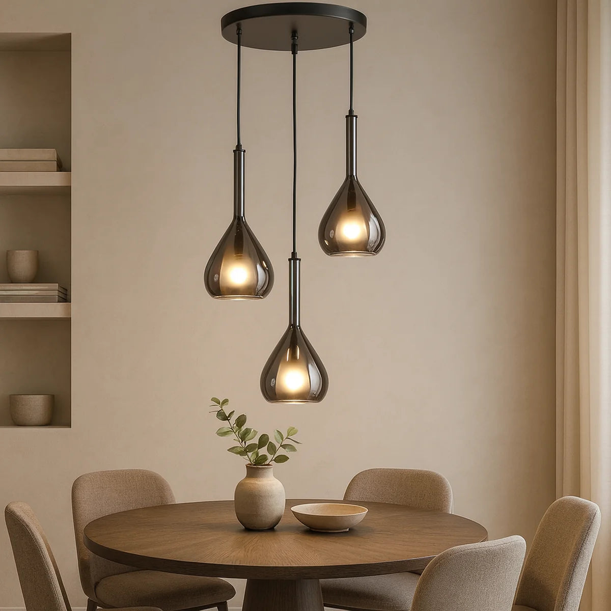 Hanglamp Mocha – 3 Lichtpunten – Smoke Glas