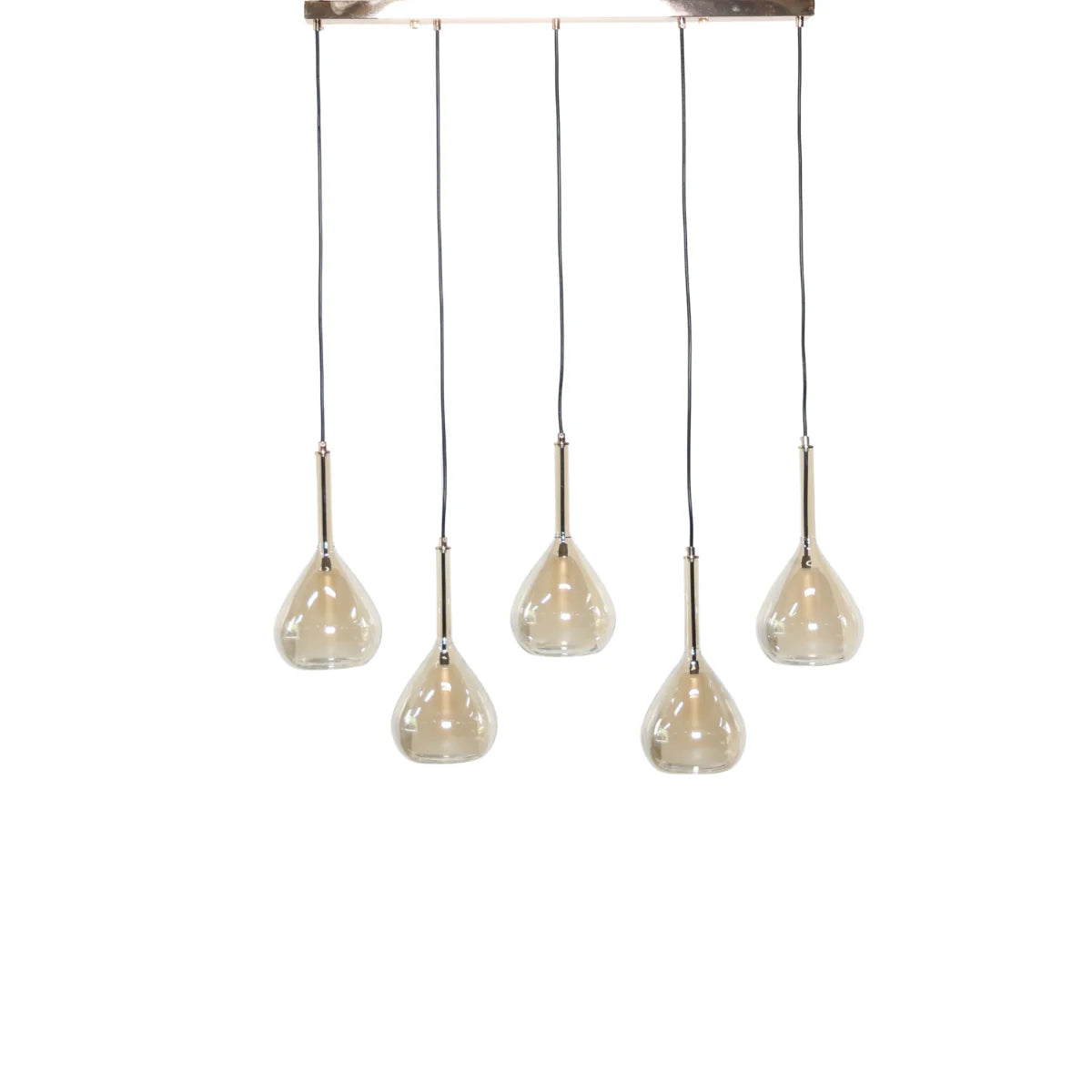 Hanglamp Mocha – 5 Lichtpunten – Amber Glas – Eettafel – afbeelding 2