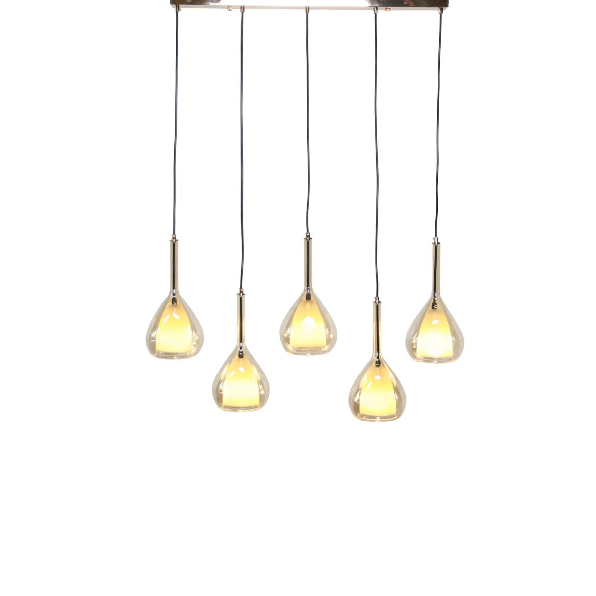 Hanglamp Mocha – 5 Lichtpunten – Amber Glas – Eettafel – afbeelding 3
