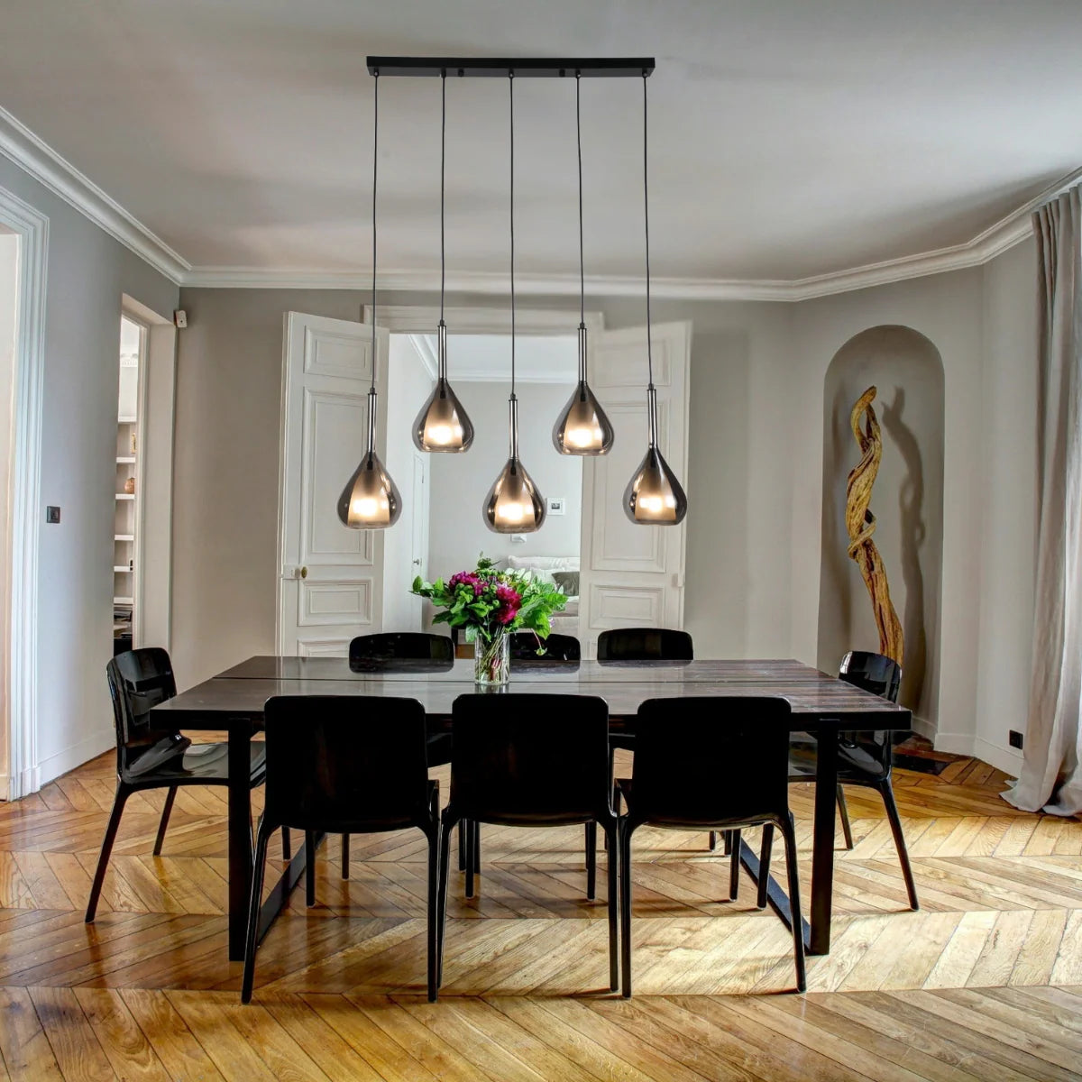 Hanglamp Mocha – 5 Lichtpunten – Smoke Glas – Eettafel