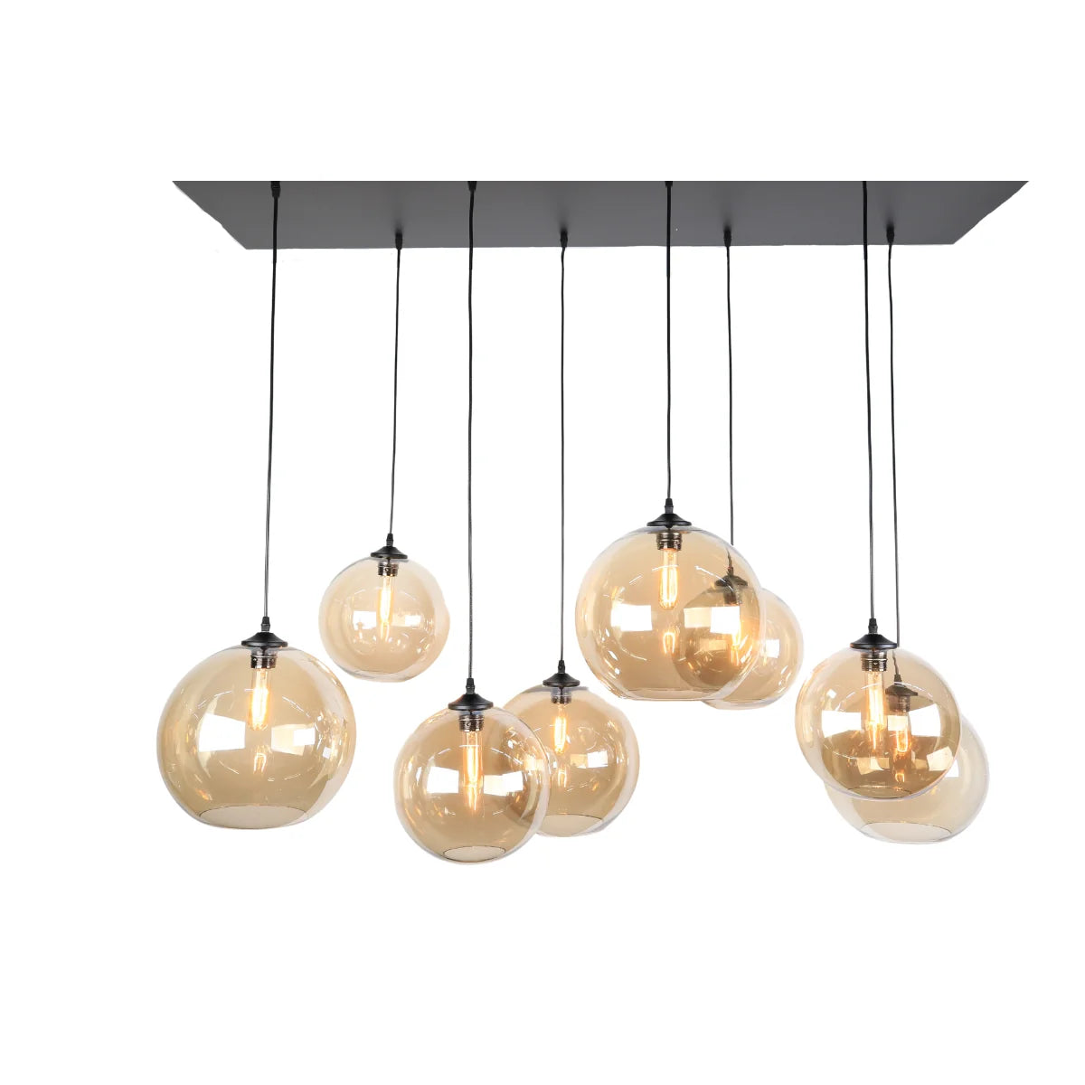 Hanglamp Morano – 8 Lichtpunten – Amber Glas – Eettafel 145 cm – afbeelding 2