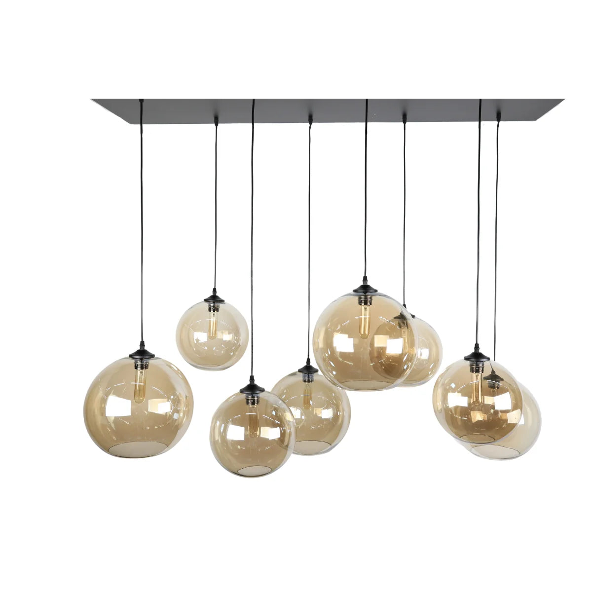 Hanglamp Morano – 8 Lichtpunten – Amber Glas – Eettafel 145 cm – afbeelding 3