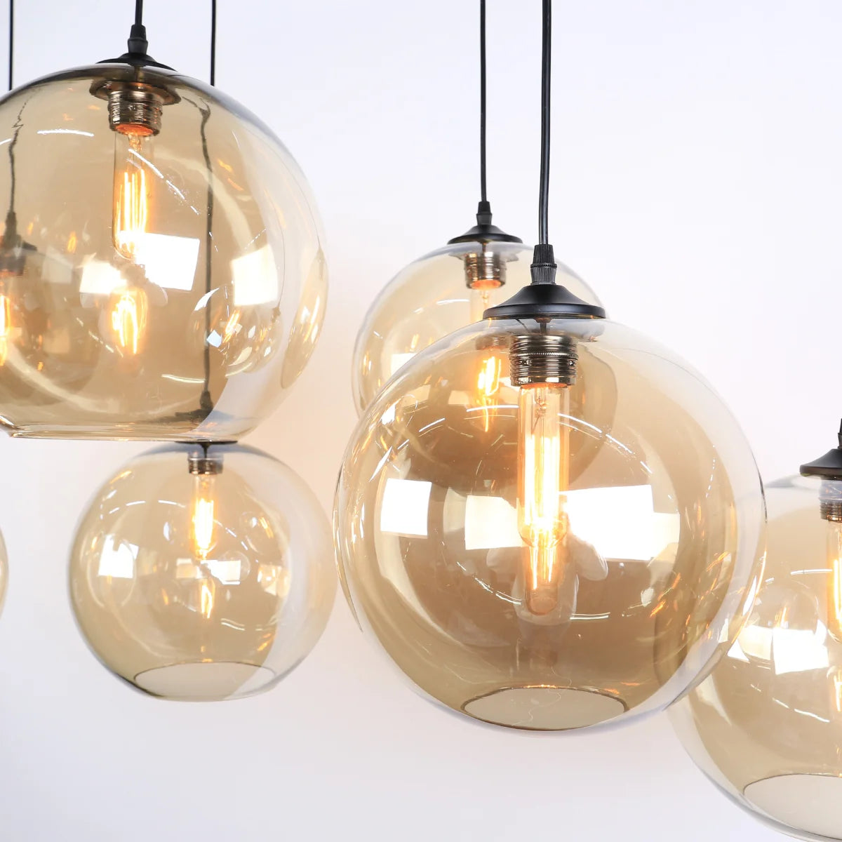 Hanglamp Morano – 8 Lichtpunten – Amber Glas – Eettafel 145 cm – afbeelding 5