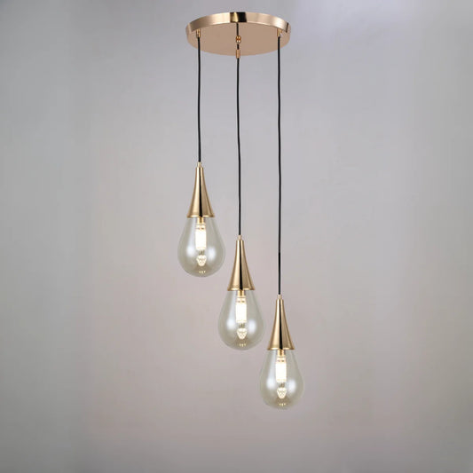 Hanglamp Orin – 3 Lichtpunten – Amber Glas – Ø41 cm – afbeelding 2