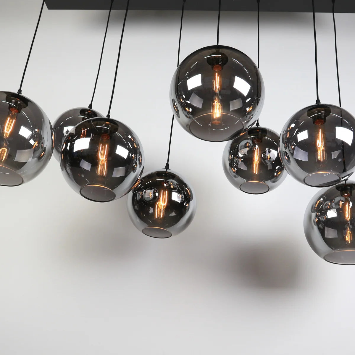 Hanglamp Ostuni – 8 Lichtpunten – Smoke Glas – Eettafel 145 cm – afbeelding 5