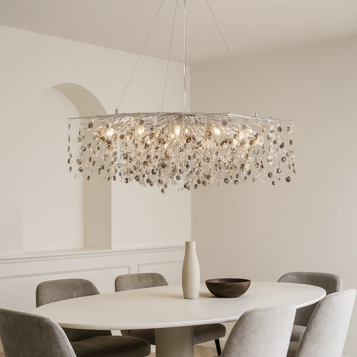 Hanglamp Reva – Kristal Zilver – Eettafel 120 cm