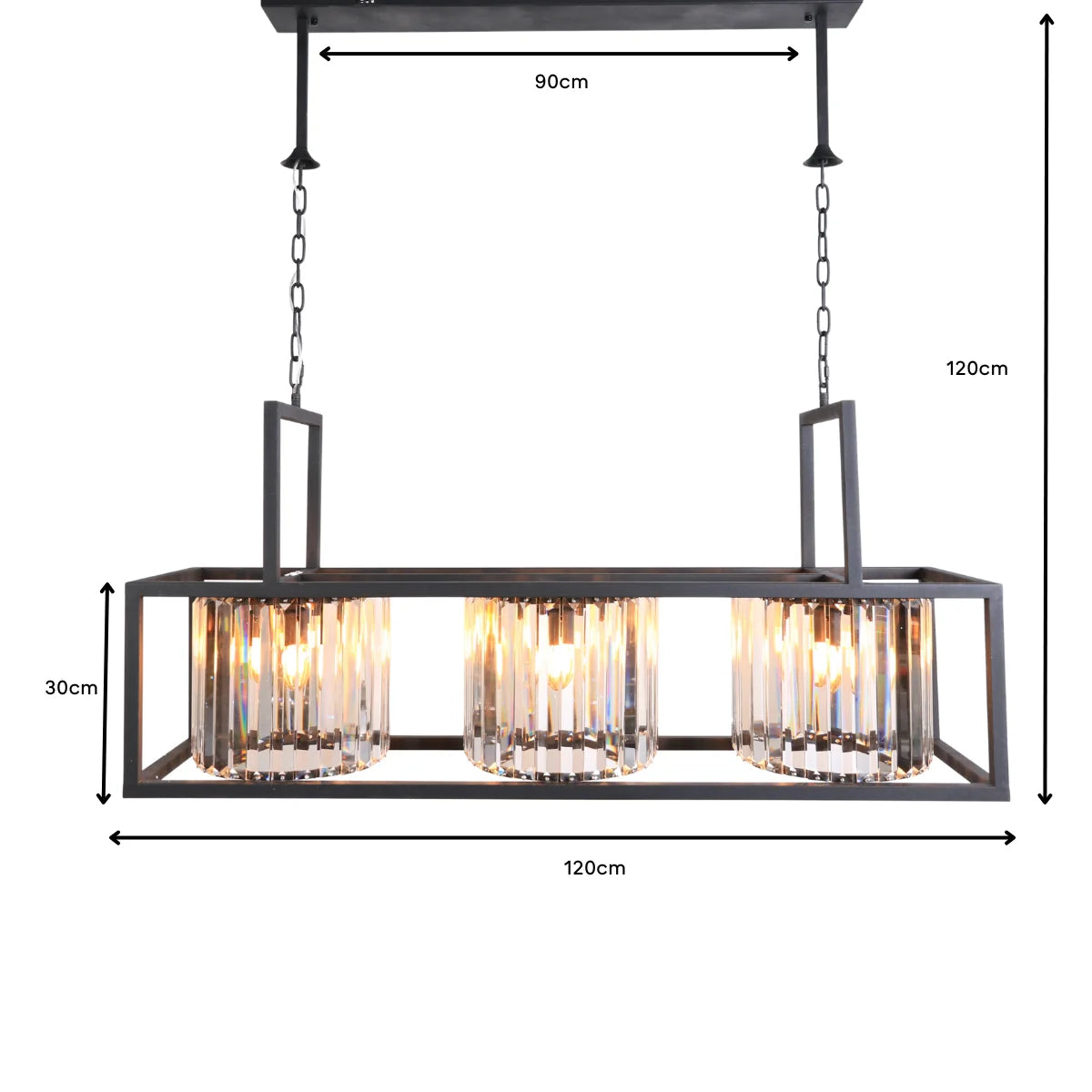 Hanglamp Rune – Kristal Zwart – 9 Lichtpunten – Eettafel – afbeelding 6