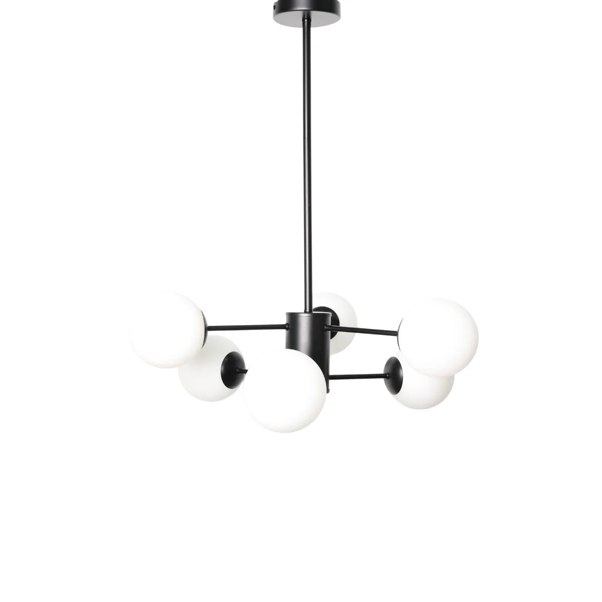 Hanglamp Sable – 6 Lichtpunten – Opaal Glas Zwart – afbeelding 6