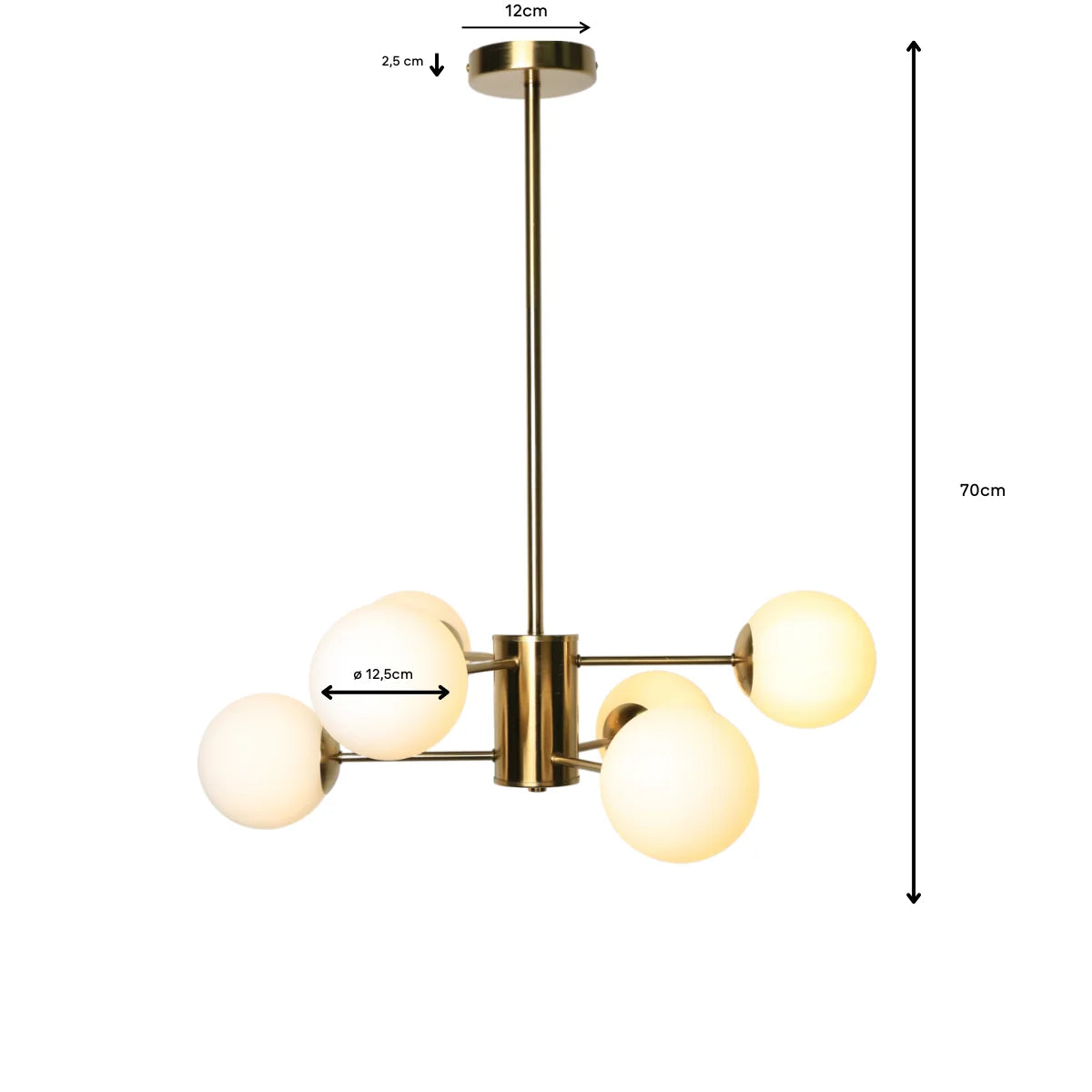Hanglamp Sable – 6 Lichtpunten – Opaal Glas Zwart – afbeelding 7