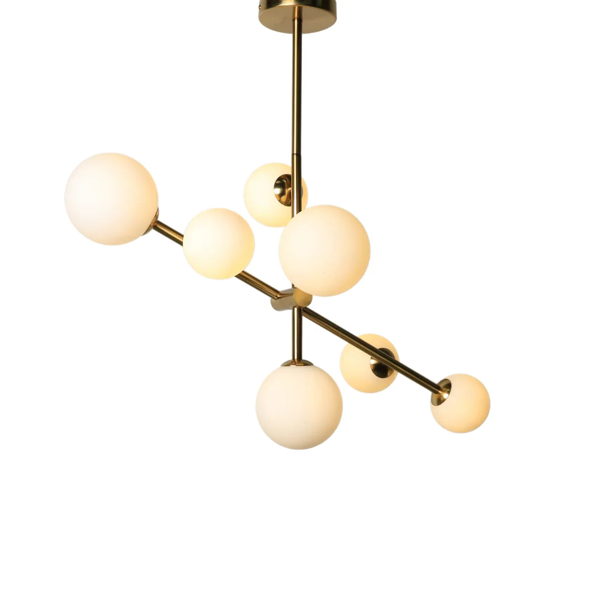Hanglamp Sable – Roterend – 7 Lichtpunten – Opaal Glas Brushed Gold – afbeelding 4
