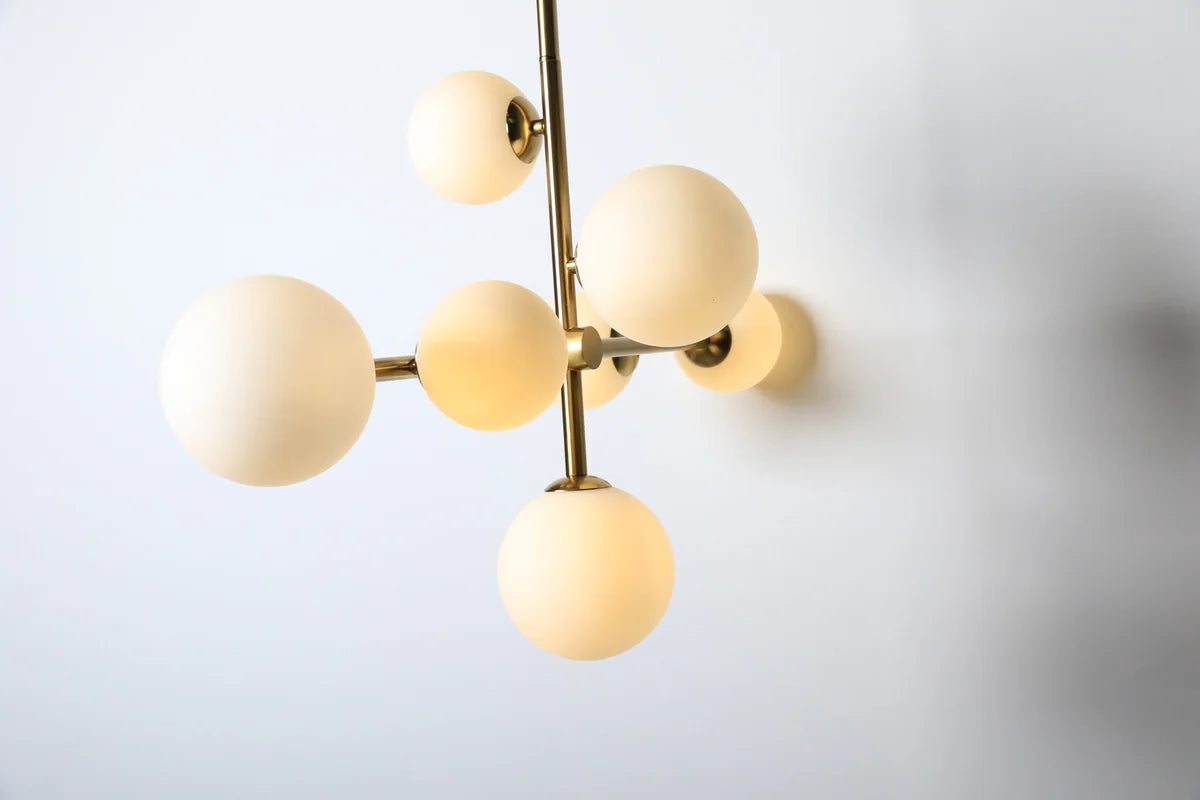 Hanglamp Sable – Roterend – 7 Lichtpunten – Opaal Glas Brushed Gold – afbeelding 5