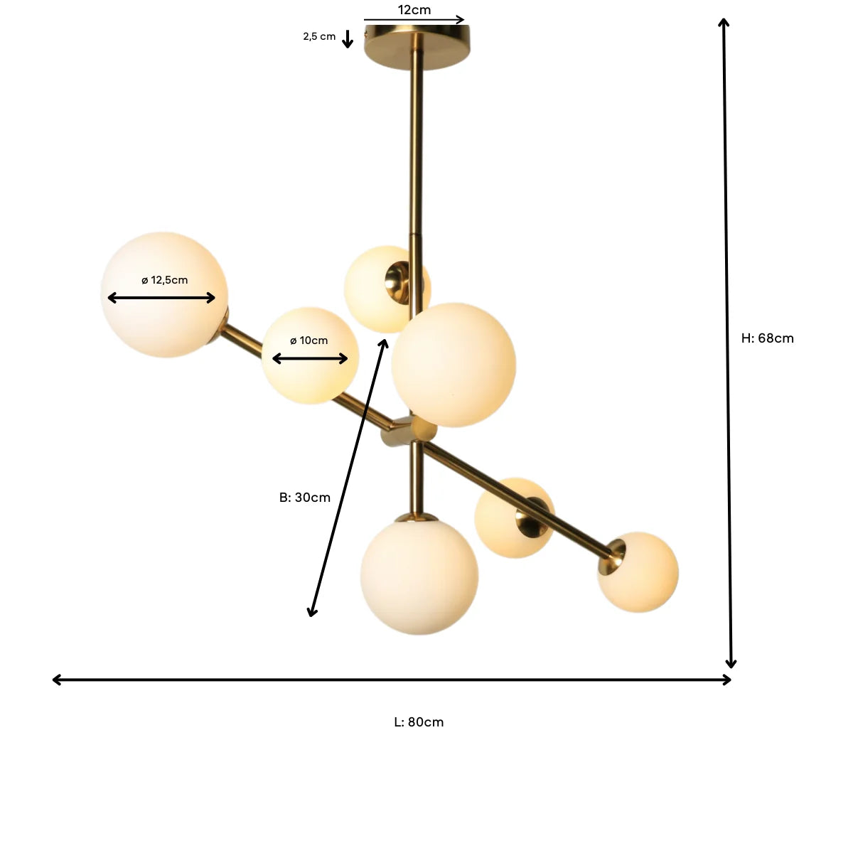 Hanglamp Sable – Roterend – 7 Lichtpunten – Opaal Glas Brushed Gold – afbeelding 6