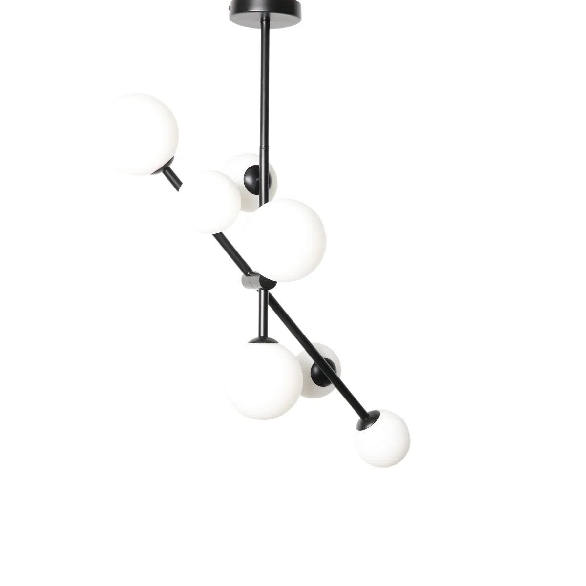 Hanglamp Sable – Roterend – 7 Lichtpunten – Opaal Glas Zwart – afbeelding 5