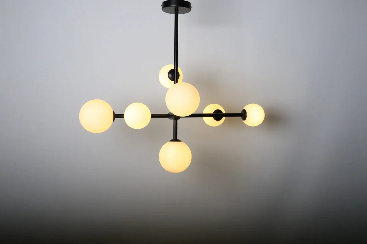 Hanglamp Sable – Roterend – 7 Lichtpunten – Opaal Glas Zwart – afbeelding 6