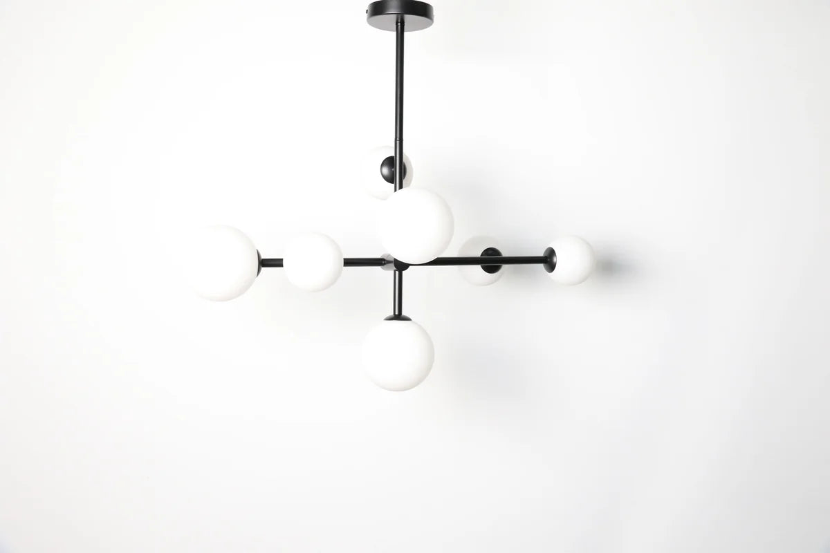 Hanglamp Sable – Roterend – 7 Lichtpunten – Opaal Glas Zwart – afbeelding 7