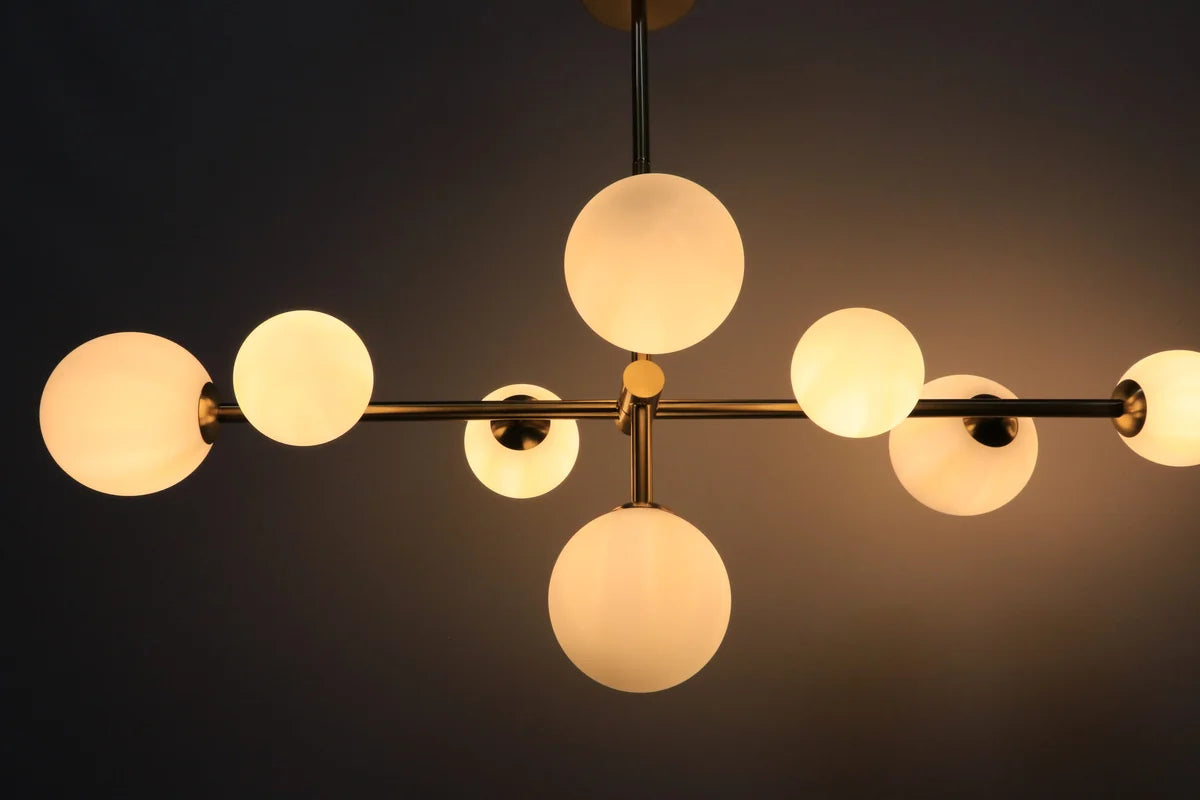 Hanglamp Sable – Roterend – 9 Lichtpunten – Opaal Glas Brushed Gold – afbeelding 8